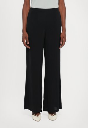 SOLID WIDE LEG PANTS - Trousers - black