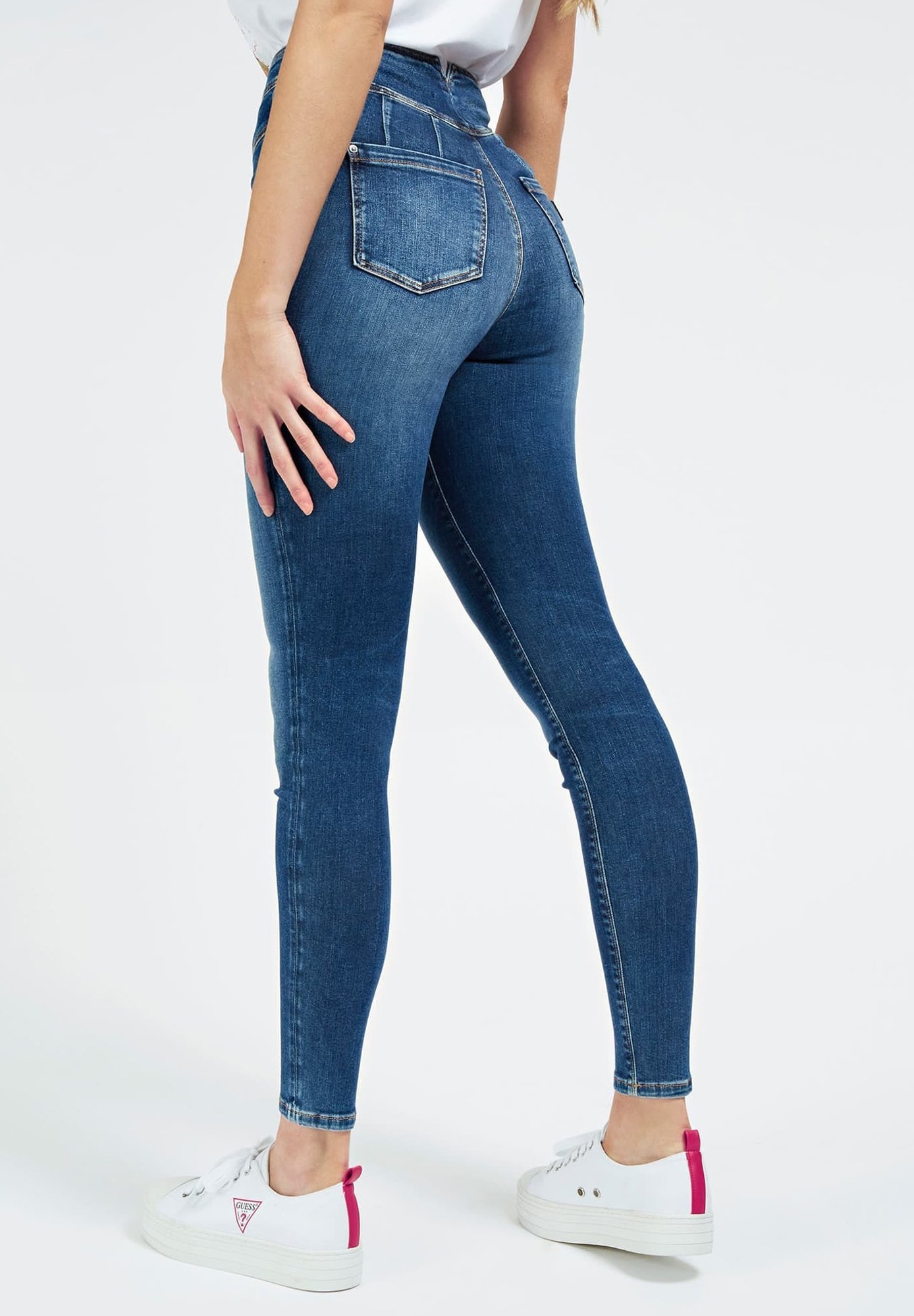 Guess HOHER BUND Jeans Skinny Fit blau Zalando.nl Guess Jeans Skinny Fit dunkelblau Zalando.nl