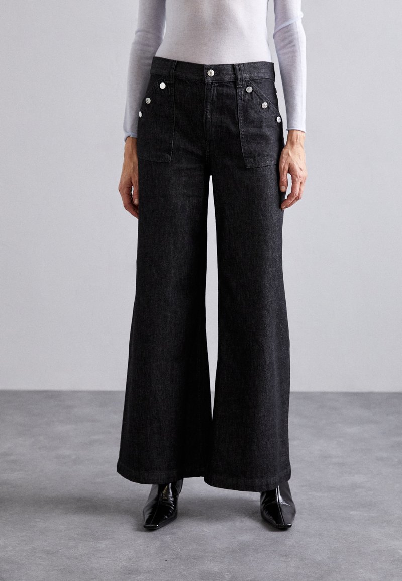 Filippa K LOOSE BUTTONED - Wide leg - washed black