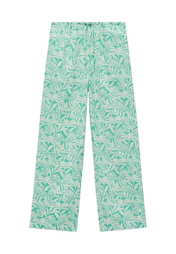 MED BLADMØNSTER - Trousers - turquoise3