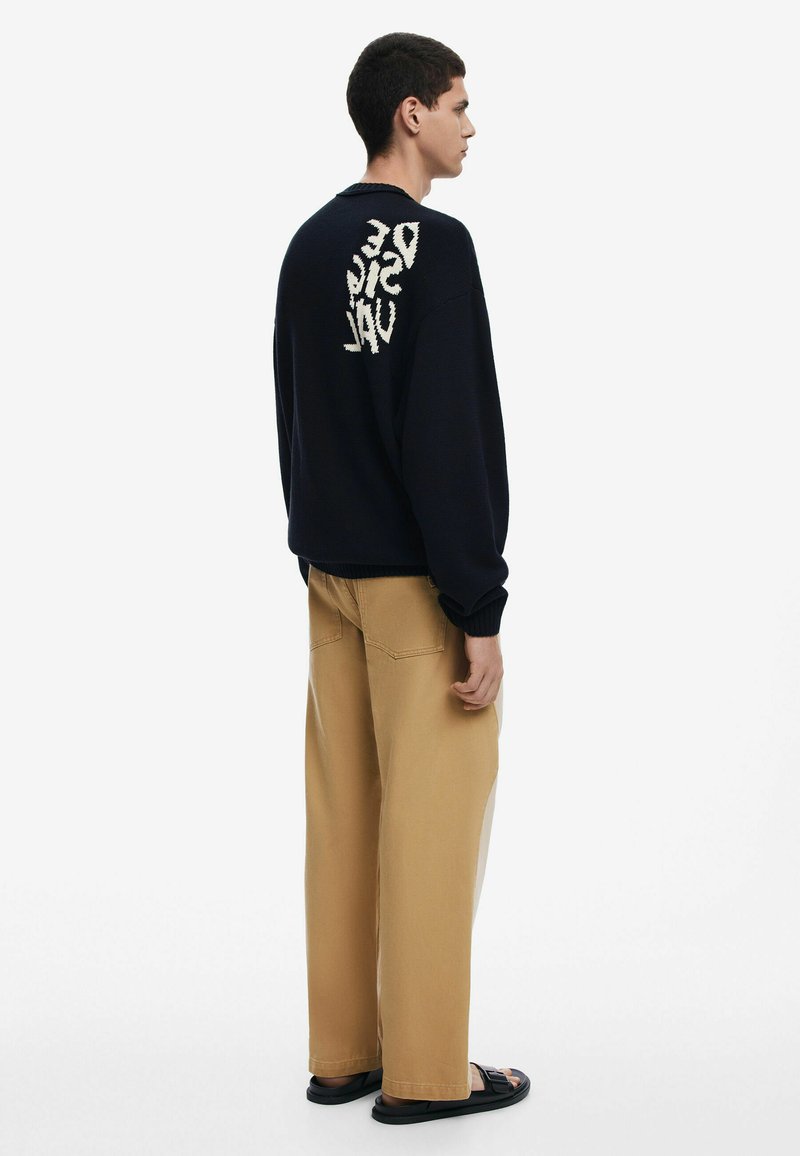 Desigual Men's Man Flat Knit Pullover Long Sleeve Blue At Men's Clothing Store