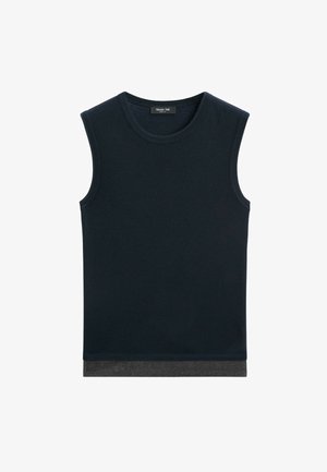 Massimo Dutti, WOOL-BLEND DOUBLE-HEM T-SHIRT - Top - mottled dark blue
