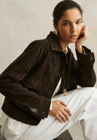 Reiss REGULAR FIT - HANSON TRUCKER - Nahkjakk - chocolate brown