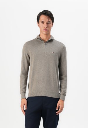 PIMA ZIP MOCK - Jumper - coastal taupe heather