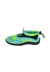 Blauwe en groene waterschoenen met een textuurdesign, rekbare bovenkant en een zwarte rubberen zool. Voorzien van elastische enkelsteun voor een perfecte pasvorm.