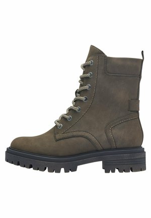 Enkellaarsjes met plateauzool - olive