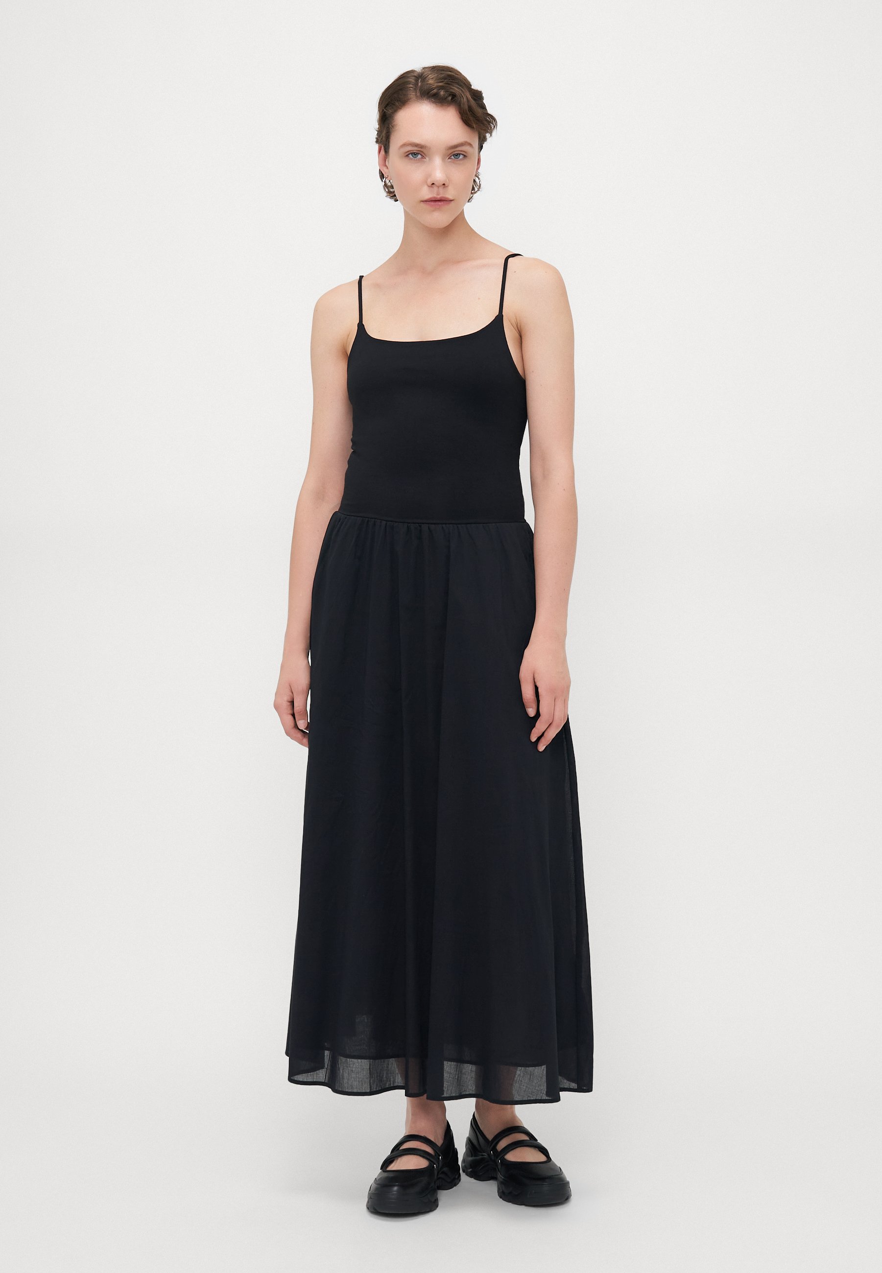 Gap Tall MIXED MEDIA DRESS - Maxi dress - true black/black - Zalando.co.uk