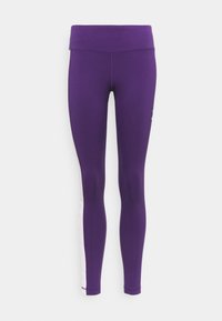 Lila träningsleggings med en bred midjeband, tillverkade av smidigt material. Har en vit logotypdetalj på sidan.