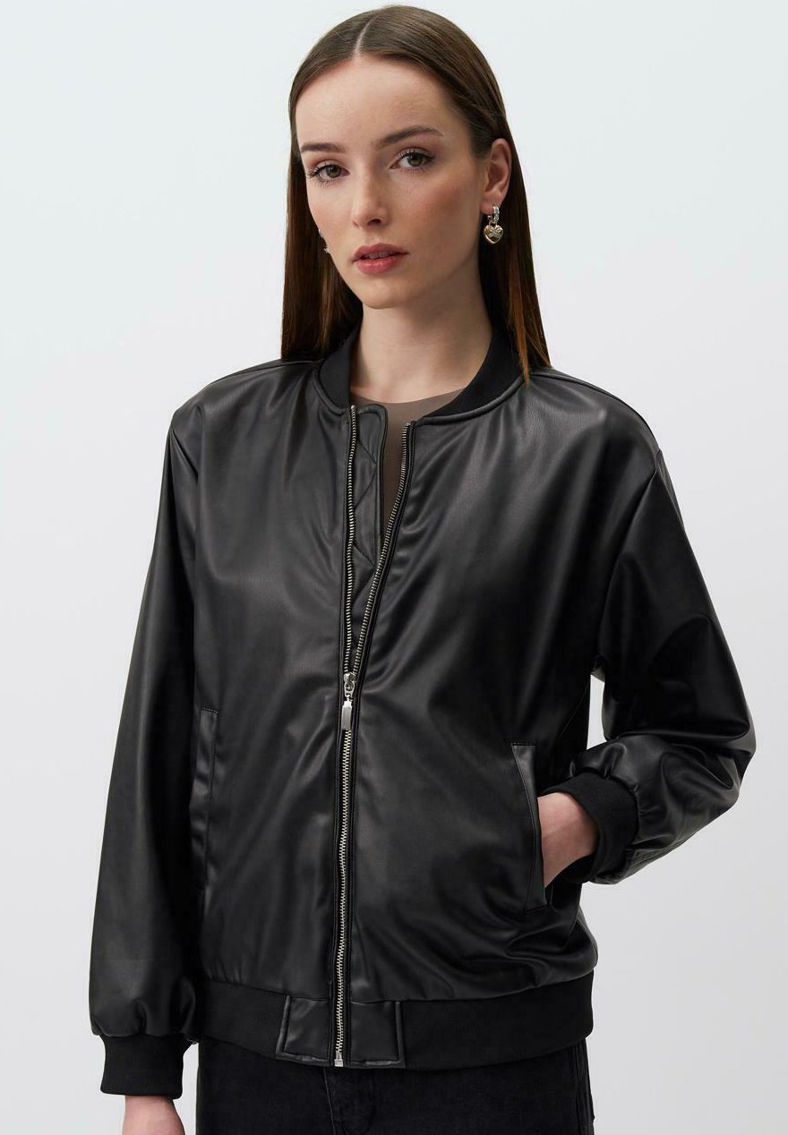 Jimmy Key LONG SLEEVE - Faux leather jacket - black - Zalando