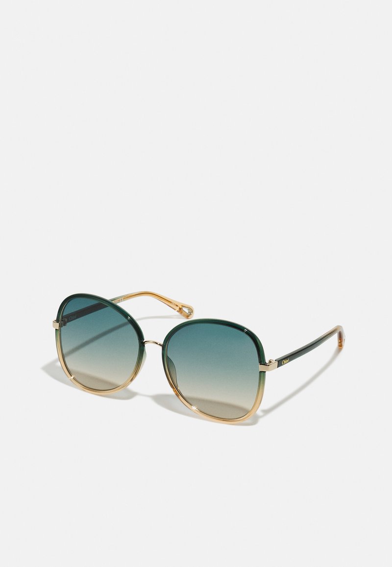 CHLOÉ FRANKY OVERSIZED ROUND ACETATE SUNGLASSES - Gafas de sol - green/blue