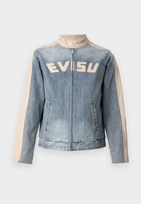 MOTO JACKET WITH LOGO APPLIQUE  - Jeansjacke - blue