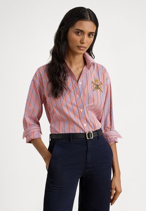 RELAXED FIT STRIPED BROADCLOTH SHIRT - Πουκαμίσα με κουμπιά - orange/blue/white