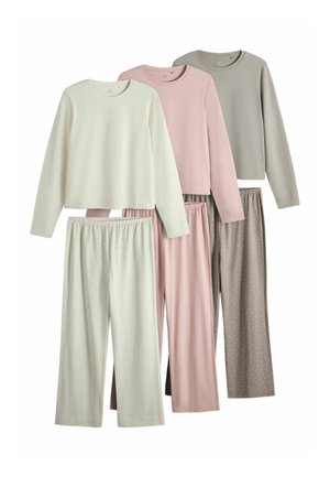 THE SET, 3 PACK SET - Nattøj sæt - pink taupe stripe cream