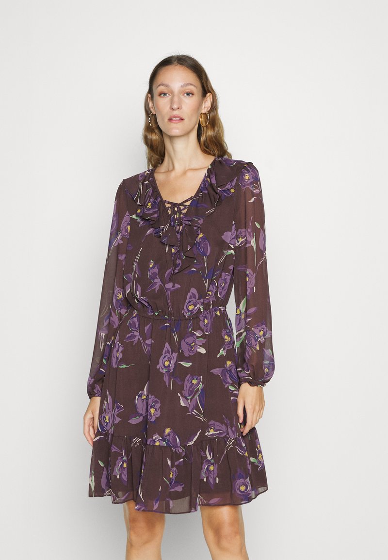 Lauren Ralph Lauren HILBERA LONG SLEEVE DAY DRESS - Rochie de zi - brown/purple/multi-coloured