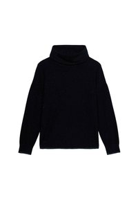 Zwart langemouwen turtleneck trui met een iets losse pasvorm en een gladde stofstructuur.