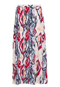 Maxi-Rock aus leichtem Stoff mit einer Vielzahl von bunten, abstrakten Mustern in Rot, Marineblau, Grau und Creme. Mit elastischem Taillenbund.