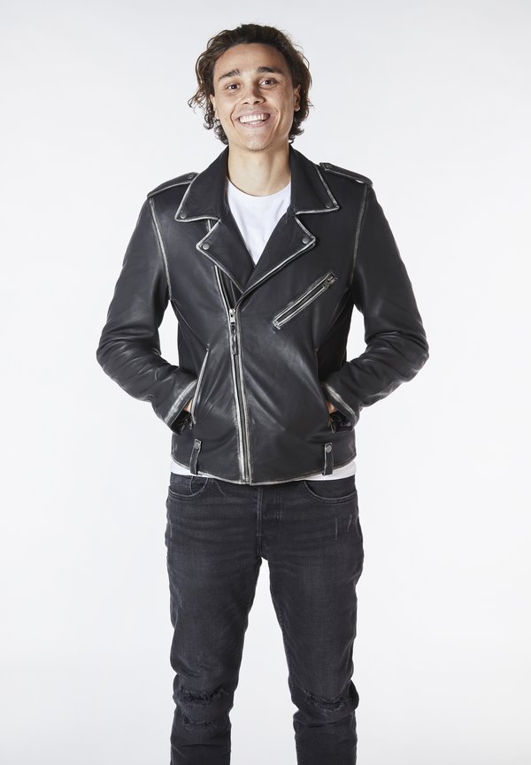 BLADE BIKER DISTRESS - Lederjacke - schwarz