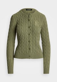 CABLE KNIT COTTON CARDIGAN - Cardigan - sage green