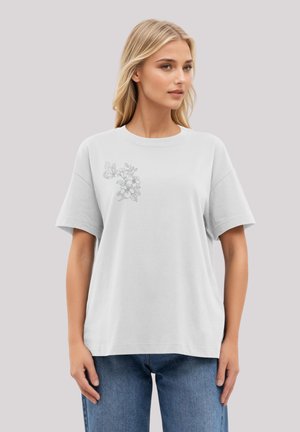 F4NT4STIC SCHMETTERLING BLUMEN BESTICKT - Print T-shirt - weiß