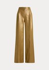 FOILED LINEN WIDE LEG PANT - Παντελόνι - brown/gold-coloured foil