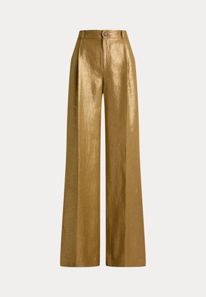 Lauren Ralph Lauren, FOILED LINEN WIDE LEG PANT - Παντελόνι - brown/gold-coloured foil