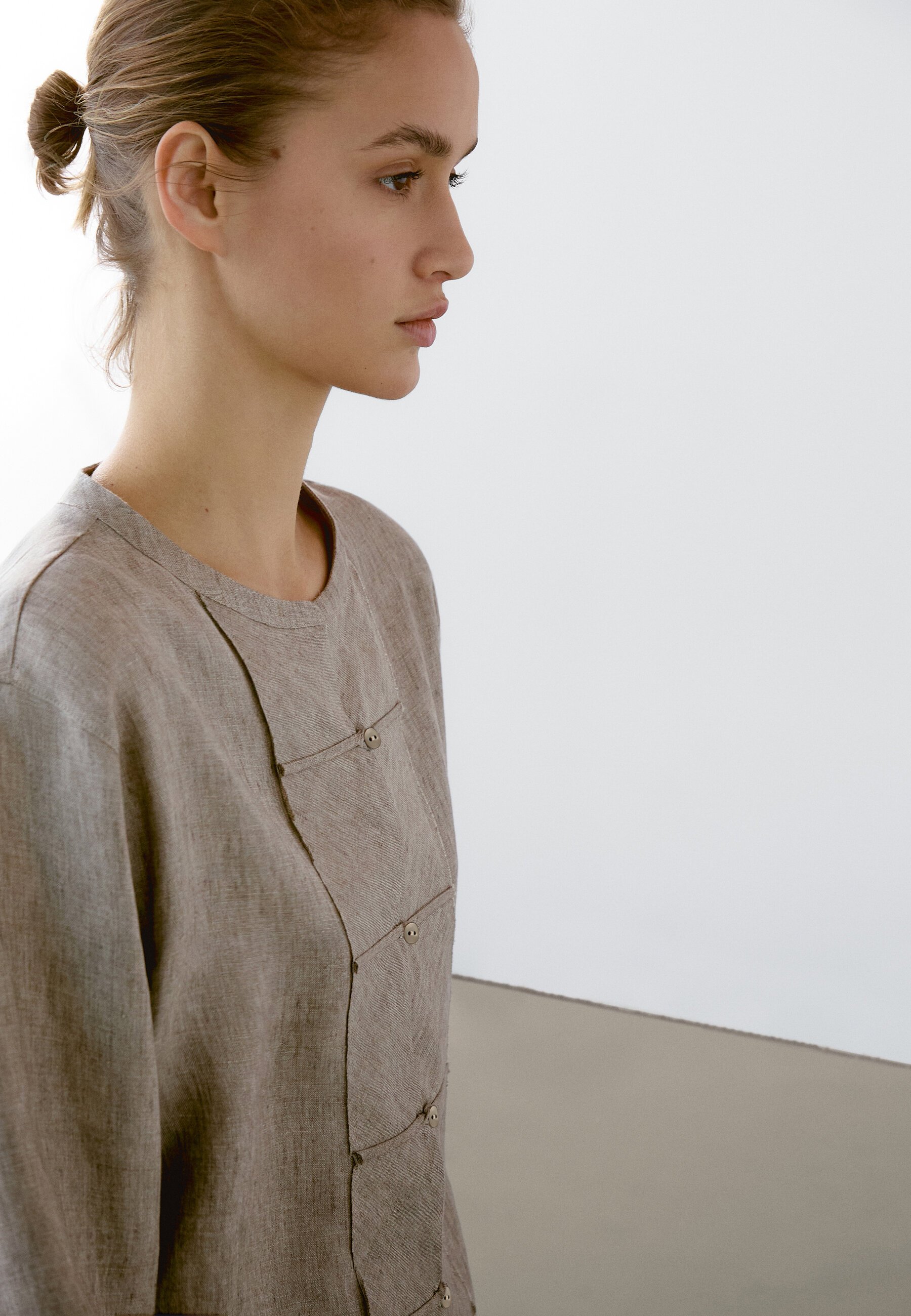 Massimo Dutti MELANGE JAPANESE - Blouse - mottled brown