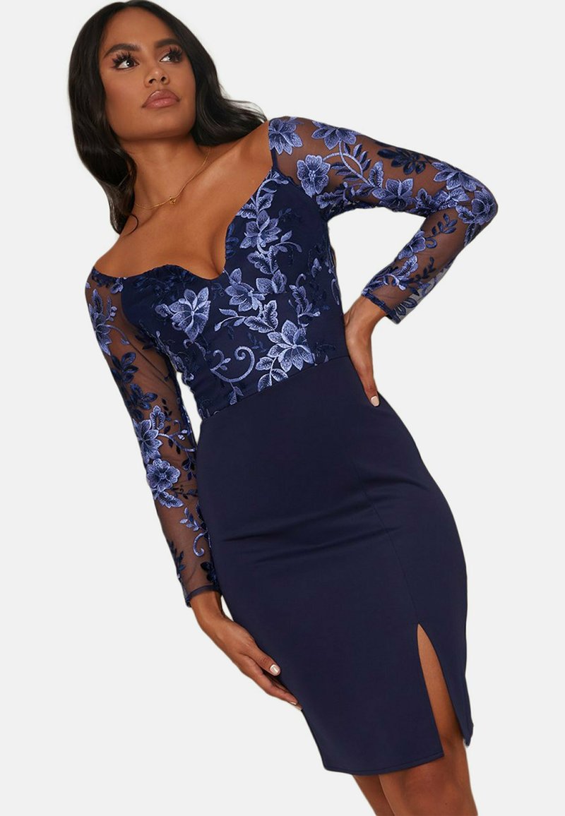 Damen Kleider | Chi Chi London FLORAL MIDIEtuikleiddark blue/dunkelblau - QI76217 Damen Kleider | Chi Chi London FLORAL MIDIEtuikleiddark blue/dunkelblau - QI76217