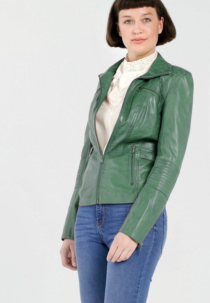NO N4ME Lederjacke - grün prime