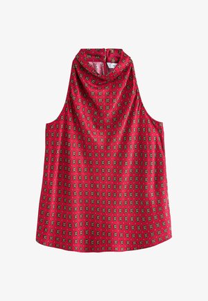 Next, SATIN HALTERNECK TOP - Bluse - red geometric foulard print