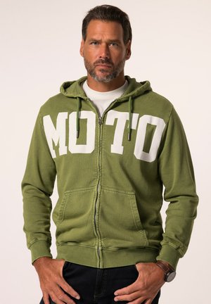 VINTAGE LOOK HOOD BADGES - Zip-up sweatshirt - khaki green