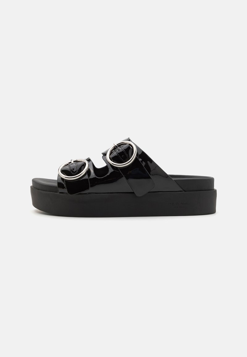 rag & bone GEO BUCKLE PLATFORM SLIDE - Slip-on sandaler - black