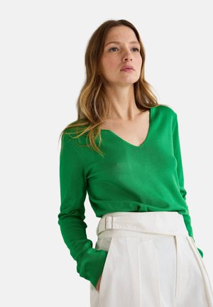 MANCHES LONGUES COL V - Pullover - green bee