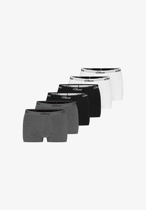 Zes-pack boxershorts in grijs, zwart en wit, gemaakt van katoen. Voorzien van elastische, gemerkte taillebanden en een aansluitend ontwerp.