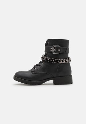 LACE-UP BOOTIES - Nauhalliset nilkkurit - black
