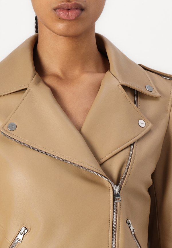LUJANA - Leather jacket - open beige4