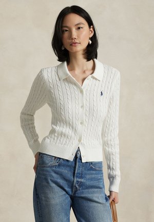 Polo Ralph Lauren WIMBLEDON CABLE SHORTSLEEVE CARDIGAN - Jopica - white