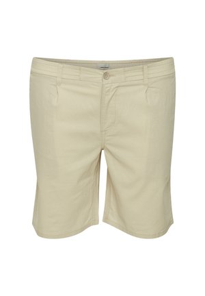 Bežist nii puuvillased lühikesed püksid sirge lõikega, nupuga kinnitatud, kahte eesmist taskut ja peen õmblusteenust.