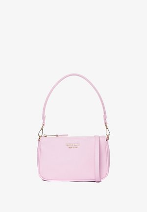 Borsa a tracolla sintetica rosa dal design minimalista, con un manico singolo e dettagli in oro. Chiusura con zip e tracolla staccabile inclusa.