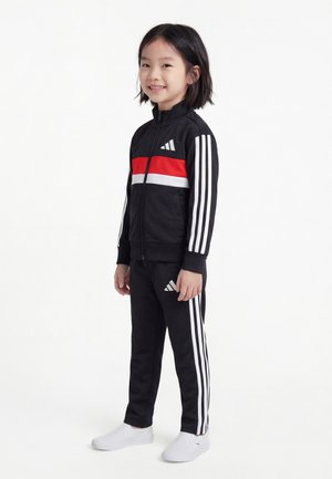 adidas Performance SEASONAL ESSENTIALS TIBERIO 3-STRIPES TRICOT TRACK SUIT KIDS - Trenirka - black/white/pure ruby
