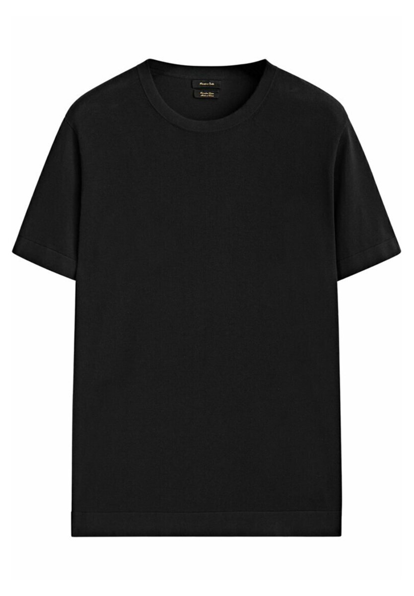 Massimo Dutti SHORT SLEEVE - Basic T-shirt - black - Zalando