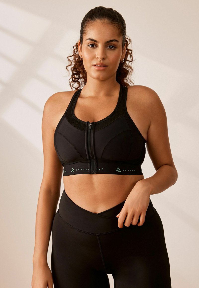 Next - ACTIVE DD ZIP FRONT HIGH IMPACT - Bustieră - black, Extindeți