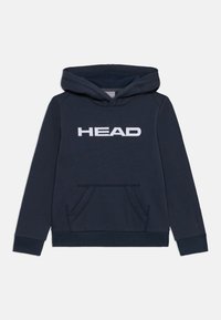 Mornarsko modra kapuca z sprednjim kengurujskim žepom, s štirimi belimi črkami "HEAD" čez prsi. Mehka tkanina in rebraste manšete ter obseg.