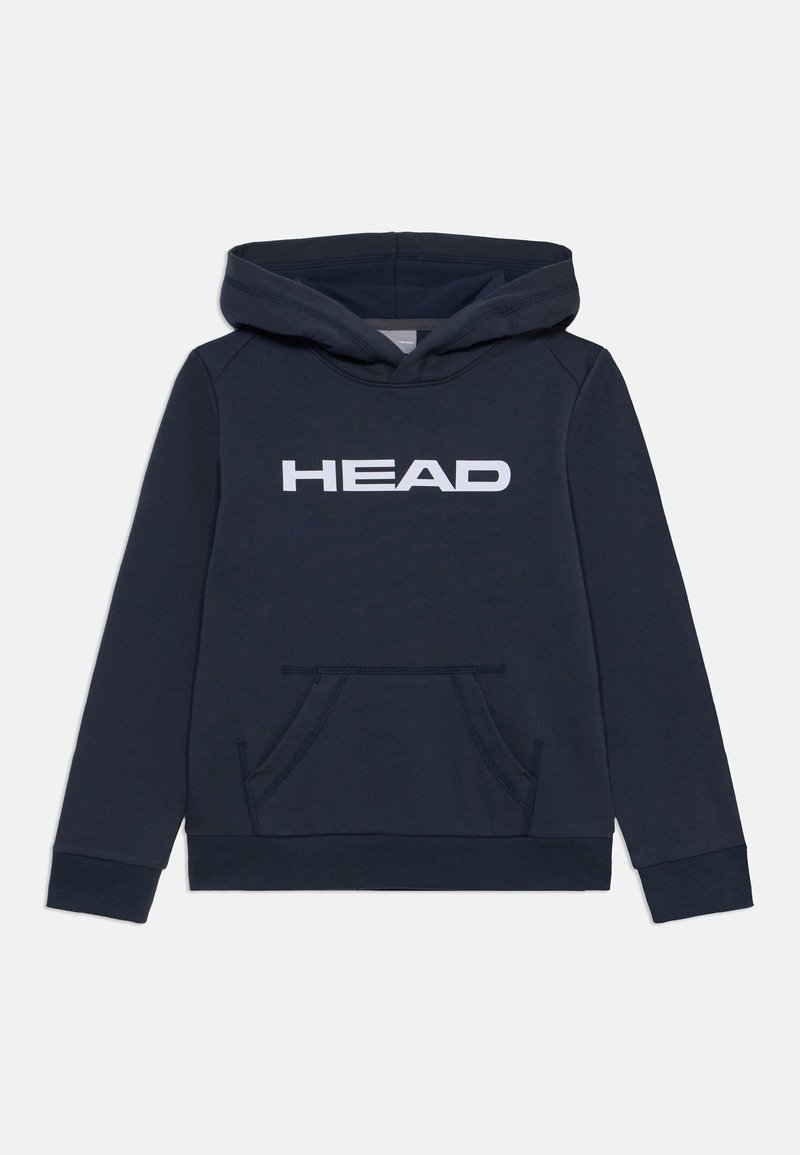 Mornarsko modra kapuca z sprednjim kengurujskim žepom, s štirimi belimi črkami "HEAD" čez prsi. Mehka tkanina in rebraste manšete ter obseg.