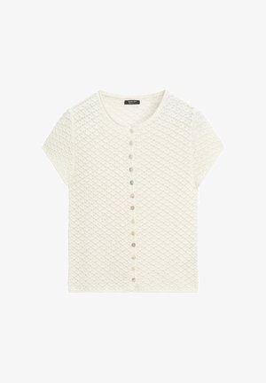 Massimo Dutti, CROCHET KNIT CARDIGAN - Cardigan - white