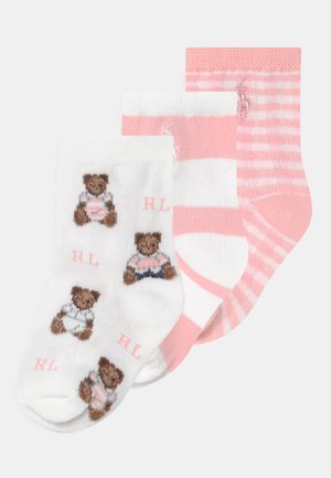 TOSSED BEAR CREW 3 PACK UNISEX - Calze - pink/white