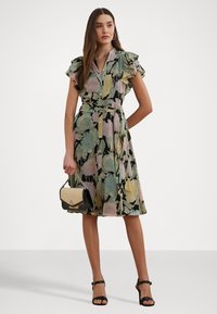 Lauren Ralph Lauren Petite ISELDA POLY CRINKLE DRESS - Košilové šaty - black/pink/green