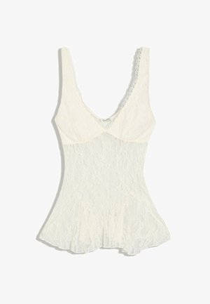 Bershka, STRAPPY WITH LACE - TOP - Blouse - beige