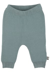 Gestrickte Hosen in einem sanften Blau-Grün-Ton, mit einem gerippten Bund und Bündchen, elastichem Design und einem kleinen Logotag.
