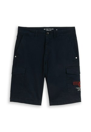 TOM TAILOR, TOM TAILOR HOSEN & CHINO REGULAR FIT CARGO SHORTS MIT STRETCH - Rövidnadrágok - sky captain blue