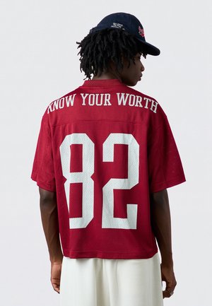 Bershka, MESH - PRINTED T-SHIRT - T-Shirt print - red